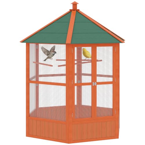 PawHut Hexagon Canopy Aviary