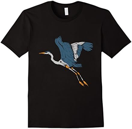 Men's Great Blue Heron Taking Flight T-Shirt Medium Black