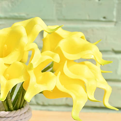Mandy's 20pcs Yellow Flowers Artificial Calla Lily Silk Flowers 13.4