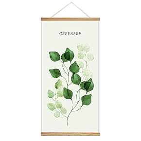 Hanging Poster Wooden Framed Beautiful Leaves Theme Home Wall Canvas Prints Ready to Hang - 18"x36"