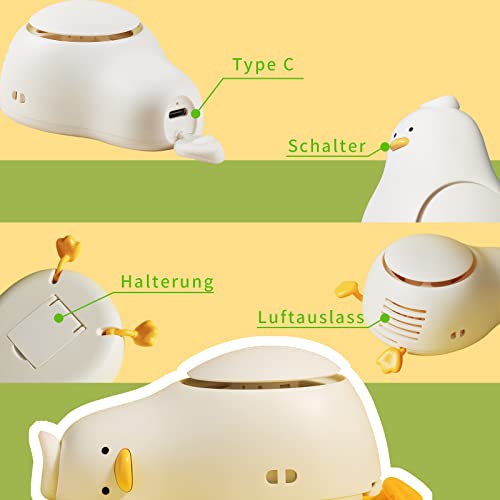 Tihokile Mini Ventilator,Handventilator mit 3 Geschwindigkeiten, USB Ventilator mit Verstellbarem Winkel, Tragbarer Nackenventilator Perfekt für Frauen Haus Büro Reisen Wandern Camping Geschenke