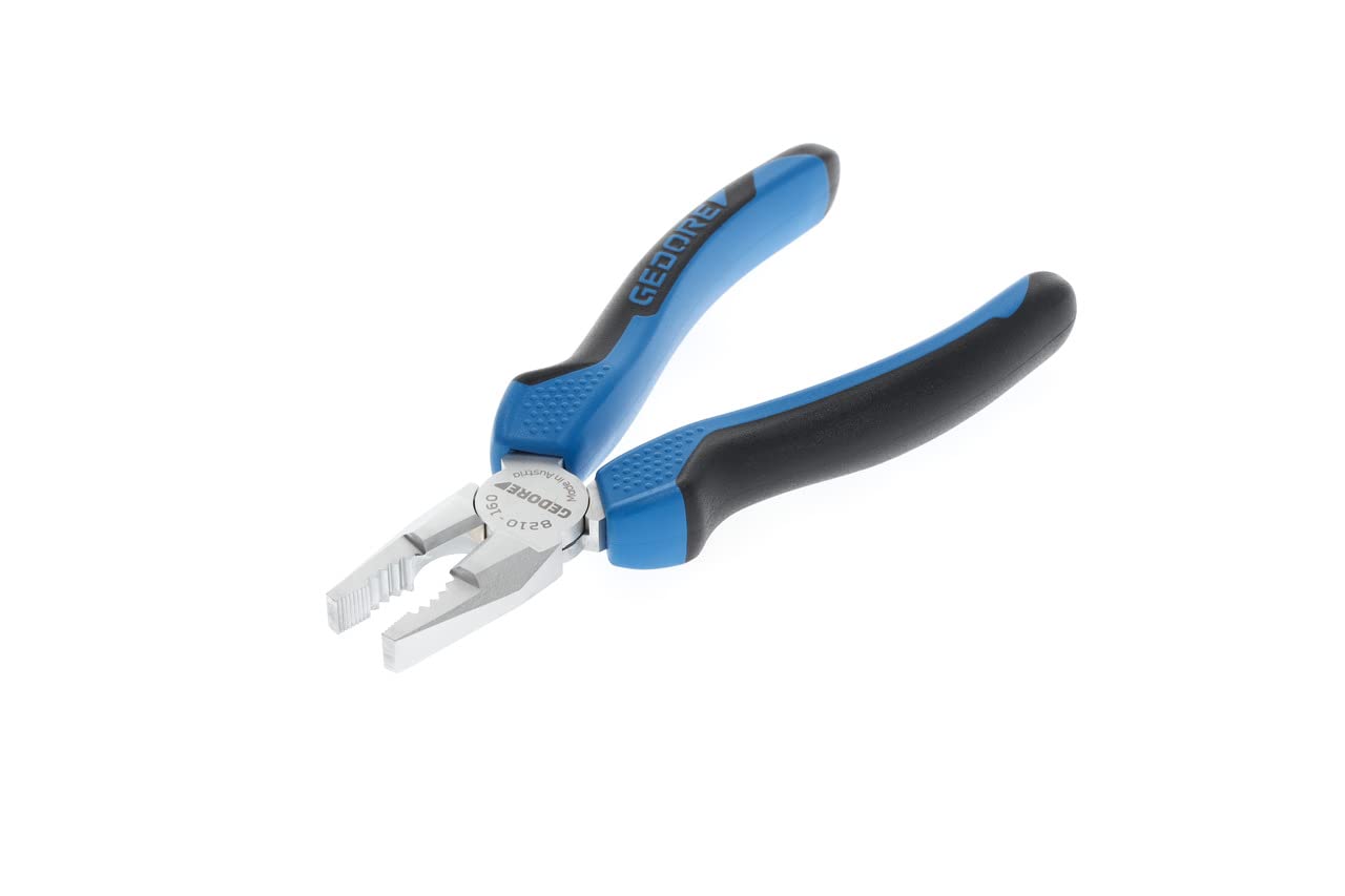 GEDORE Combination pliers for cutting/holding/twisting, Long cutting edges, Dual-material grips, German pattern, Length 160 mm, 8210-160 JC