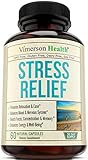 Stress Relief & Anti Anxiety Supplement - Natural Herbal Blend with Biotin, 5-HTP, Valerian, Lutein, Vitamins B1 B2 B5 B6, L-Theanine, St John's Wort, Ashwagandha, Chamomile, Niacin, Gaba, Hawthorn