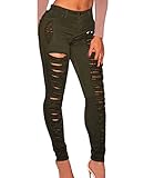 LANFEI Women's Rise Ripped Distressed Straight Leg Jeans