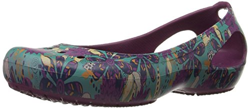 crocs Women's Kadee Floral Ballet Flat, Pomegranate, 8 M US