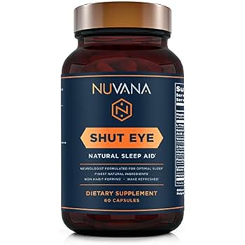 Shut Eye Sleep Aid | Natural Herbal Sleep Supplement Made with Valerian Root, Melatonin, Chamomile, Magnesium | Insomnia and Anxiety Relief | Adult Extra Strength Sleeping Pills | 60 Vegan Capsules