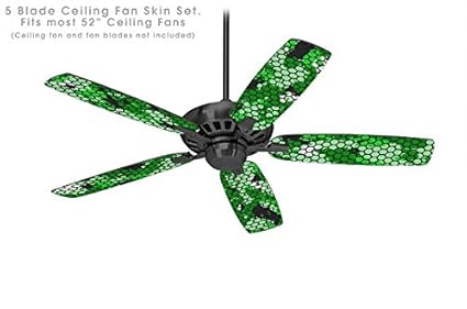 Hex Mesh Camo 01 Green Bright Ceiling Fan Skin Kit Fits Most 52