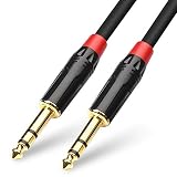 TISINO 1/4 inch TRS Cable, Heavy Duty 6.35mm Male to Male Stereo Jack Balanced Audio Path Cord Interconnect Cable - 6.6 feet/2 Meters