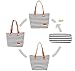 Canvas Tote, GS.Lee Women's Ladies Stripe Summer Beach Handbags Shoulder Zipper Purse Bag, Black