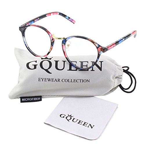 GQUEEN 201565 Vintage Inspired Horned Rim Metal Bridge Clear Lens Eye Glasses,Mixed A