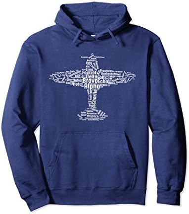 Unisex Aviation Phonetic Alphabet Hoodie, Flying Pilot Pullover Medium Navy