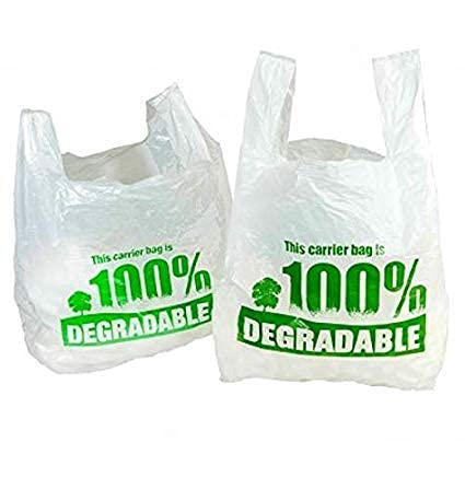 MSDS-SOLUTIONZ 100% Degradable White Plastic Vest Carrier Bags, 11" x 17" x 21", 100 Count, Eco-Friendly, Biodegradable
