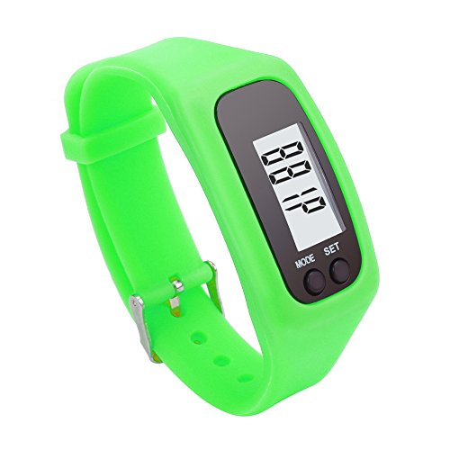 Axiba Digital LCD Pedometer Run Step Walking Distance Calorie Counter Watch Bracelet (Green)