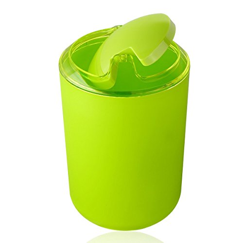 6 Pcs Plastic Bathroom Accessory Set Luxury Bath Accessories Bath Set Lotion Bottles, Toothbrush Holder, Tooth Mug, Soap Dish, Toilet Brush, Trash Can, Rubbish Bin (Green)