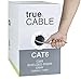 trueCABLE Cat6 Shielded Riser (CMR), 1000ft, Gray, 23AWG Solid Bare Copper, 550MHz, PoE++ (4PPoE), ETL Listed, Overall Aluminum Foil Shield (F/UTP), Bulk Ethernet Cable