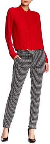 Amanda + Chelsea Straight Leg Gingham Pant for Women in Black and White Check Size 8