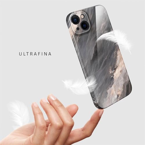ONEFLOW Bliss iPhone 14 Case Marble Look Design Phone Case with Camera Protection, Glitter Marble Hard Case - Stone Grey