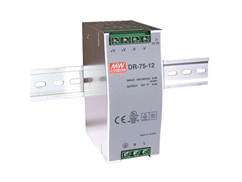 Mean Well Original DR-75-12 Single Output Industrial DIN Rail Power Supply 12V 6.3A 76W