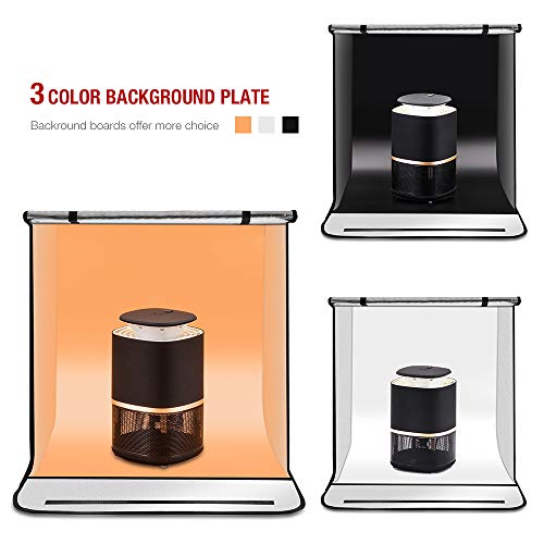 TYCKA Photo Studio Box, 80x80x80cm /31.5x31.5x31.5 Inches Foldable Photography Studio Light Tent with 5500K LED Lights,3 Backdrops (Black, White, Beige)