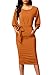Dearlovers Women Long Sleeve Wear to Work Pencil Dress with Belt Yellow S