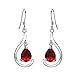EVER FAITH Women's 925 Sterling Silver CZ Simple Teardrop Hook Dangle Earrings Red