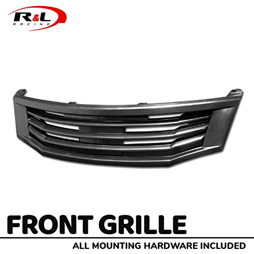 R&L Racing Front Grill Compatible with Honda Accord 4D/4DR 08-10 | Black Finished MU Style Badgeless Hood Bumper Grille - Thumbnail 5