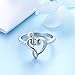 SILVER MOUNTAIN (Resizable Ring) 925 Sterling Silver Treble Clef Bass Heart Music Note Ring For Women (Rhodium Plated Sterling Silver)