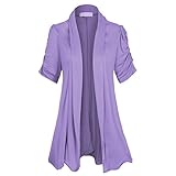 Women's Open Front Ruched Short Sleeve Shark Bite Hem Casual Plus Size Cardigan
