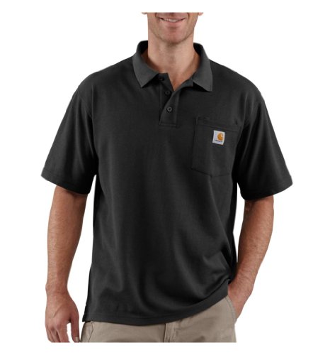Polo de travail avec poche pour hommes Carhartt K570 - Coupe originale, S, Noir , 1