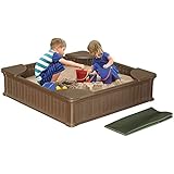 Modern Home 4ft x 4ft Weather Resistant Outdoor Sandbox Kit w/Cover