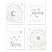 Sweet Jojo Designs Blush Pink, Gold, Grey and White Star and Moon Wall Art Prints Room Decor for Baby, Nursery, and Kids for Celestial Collection - Set of 4 - Shoot for the Stars