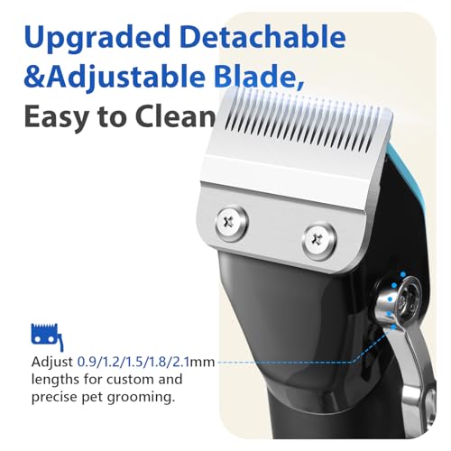 FuzzyFix 3 in 1 Dog Grooming Kit, Professional Dog Nail Clippers for Thick Hair Cordless Pet Grooming Kit with Waterproof Paw Trimmer, Full Body, Blue