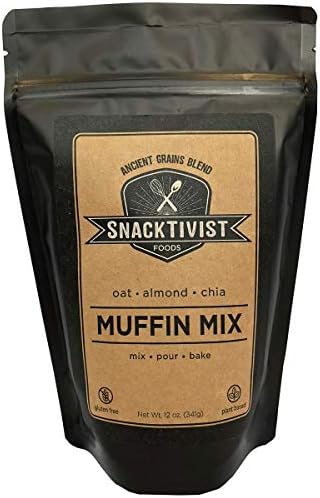 Snacktivist Foods - Gluten-Free Almond Oat and Chia Muffin Baking Mix - Vegan, Egg-Free, Dairy-Free, Non-GMO - 12 Ounce