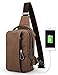 Muzee Sling Bag for Men Chest Shoulder with USB Charging Port Gym Backpack Sack Satchel Outdoor Crossbody Pack (coffee(new))