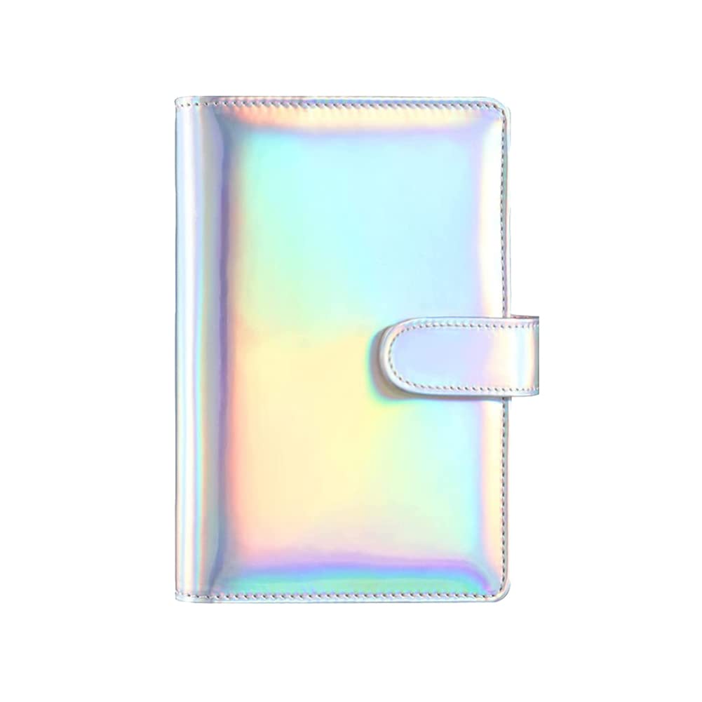 JIHUOO A6 Holographic Planner Budget Binder 6 Ring Notebook Binder Cover Refillable Loose Leaf Binder Wallet Binder with Magnetic Buckle Closure