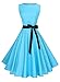 Anni Coco Women's 1950s Hepburn Vintage Swing Dresses Sky Blue Large
