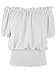 Anna-Kaci Women's Off Shoulder Peasant Tops Boho Short Sleeve Ruffle Shirts Smocked Blouse, White, Large