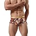 Men's Underwear,Neartime Classic Briefs Man Flower Print Boxer Under Wear Full Briefs (L, Orange)