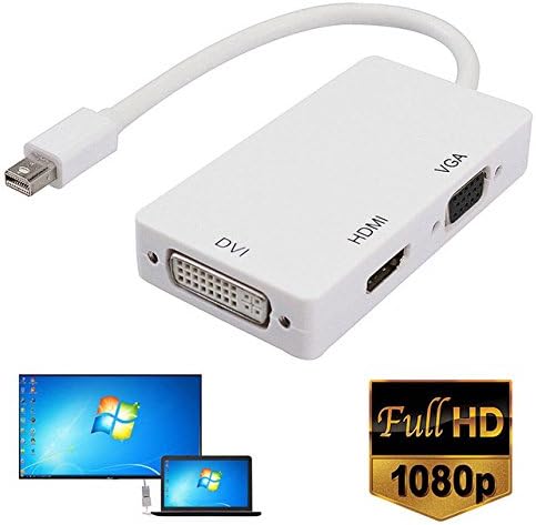 SMACC Mini Display port DP to HDMI DVI VGA Adapter Converter Cable- mini DP to HDMI/VGA/DVI (Black/White)