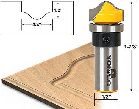 Yonico 14978 - Ogee Groove Router Bit, Cutting Diameter: 3/4", Cutting Height: 1/2" - 1/2" Shank, 1/2 Inch