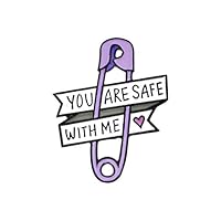 NIKOLay Creative Brooch"You are Safe with Me" Purple Safety Pin Brooch Heart Alloy Brooch Badge Clothing Accessories