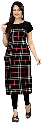Glance Designs Woman's Printed Straight Cut Crepe Kurti_efh071