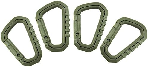 LLY 4pcaks D-Ring Carabiners Hanging Hook Plastic Clip Snap for Backpack Hiking Camping EDC Tool Keychain