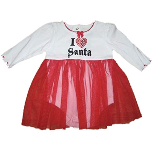 Baby Glam Infant Girls I Love Santa Red Tulle Dress Christmas Creeper NB
