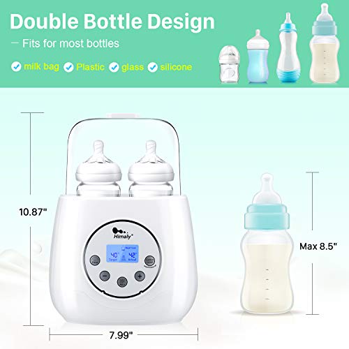 Baby Bottle Warmer, Himaly Bottle Sterilizer 6 in 1 BPA-Free Bottle Warmer with Rapid Heating Warm Milk Formula Heat Food Defrost, LED Display and Accurate Temperature Control, Fit Most Baby Bottles