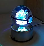 Sela Design. Multiple Designs Pokemon Go inspired Laser K9 crystal Engraved-LED rotating base. Base changes color toy nightlight lamp (Blastoise)