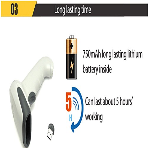 1D Bluetooth Barcode Scanner MUNBYN Wired+ Wireless 2 in 1 Laser Barcode Reader for Android iOS Windows System… (White)