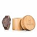 Morrivoe Luxury Wooden Watch Genuine Leather Strap For Men Japanese Bamboo Gift Box (PEACH WOOD(Brown))