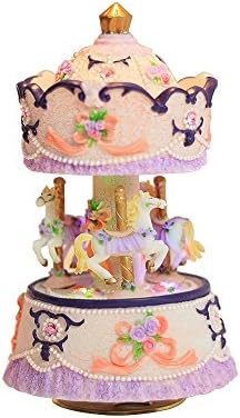 Ziv Clockwork Mechanism 3-horse Carousel Music Box Melody Carrying You from Castle in the Sky(Laputa) (Purple+LED)