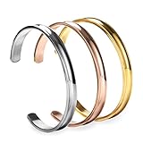COCOStyle Stainless Steel Bracelet Hair Tie Bracelet 3 Colors, Grooved Cuff Bangle Bracelet for Women Girls -3 colors